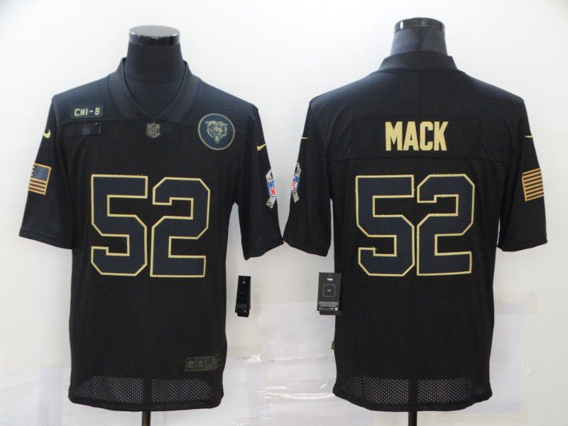 Men Chicago Bears #52 Mack Black gold lettering 2020 Nike NFL Jersey